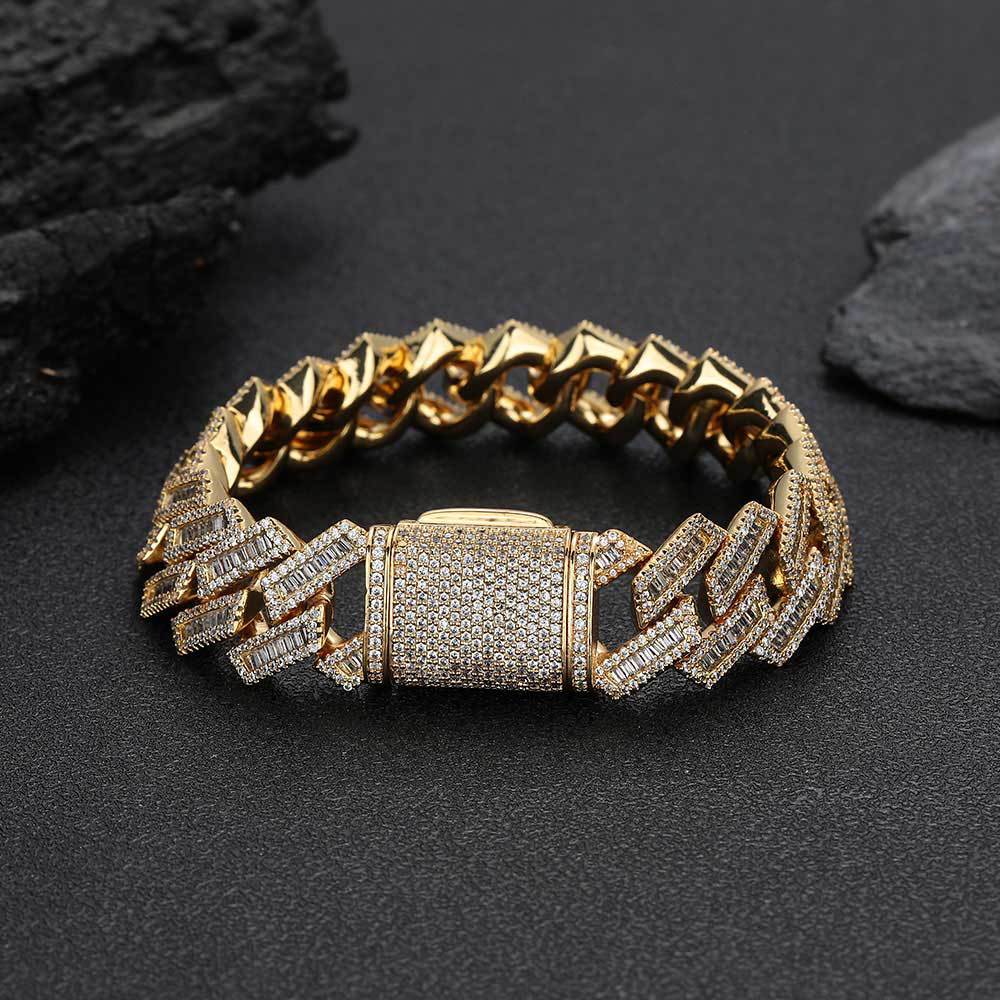 Custom 18mm Baguette Moissanite Prong Cuban Bracelet