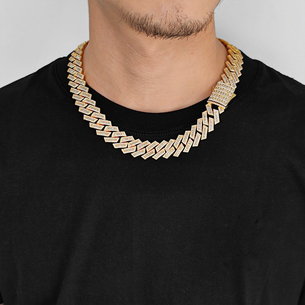CUSTOM 18MM BAGUETTE MOISSANITE RPONG CUBAN LINK CHAIN